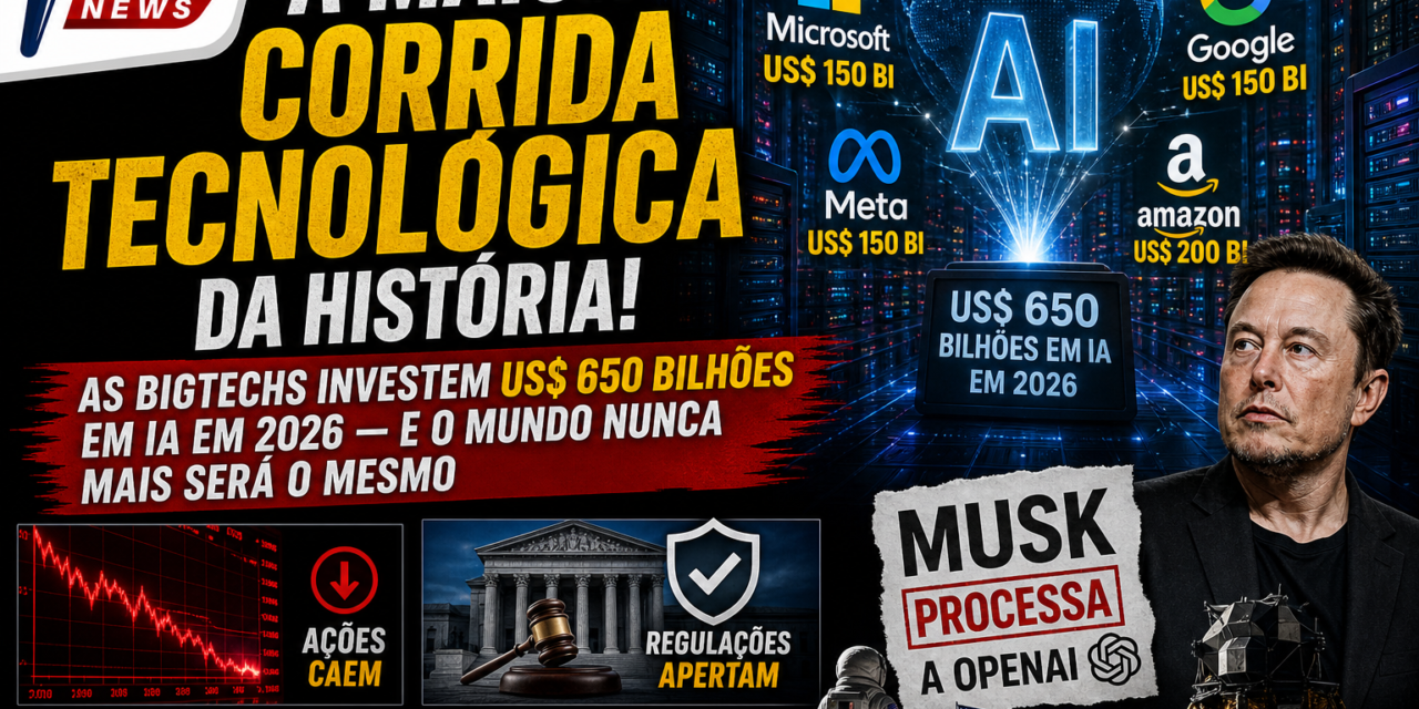 A maior corrida tecnológica da história: as BigTechs investem US$ 650 bilhões em IA em 2026 — e o mundo nunca mais será o mesmo