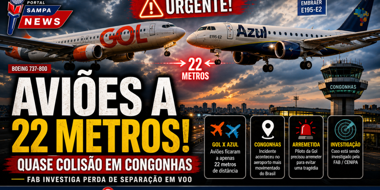Aviões da Azul e Gol ficam a 22 metros em Congonhas; FAB investiga perda de separação em voo