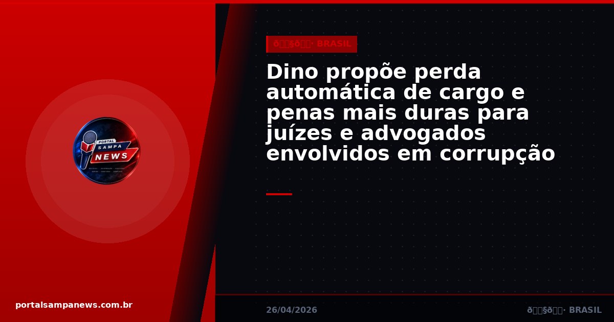 Dino propõe perda automática de cargo e penas mais duras para juízes e advogados envolvidos em corrupção
