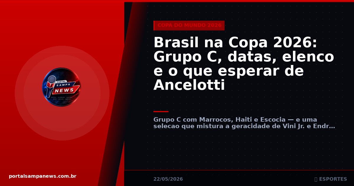 Brasil na Copa 2026: Grupo C, datas, elenco e o que esperar de Ancelotti