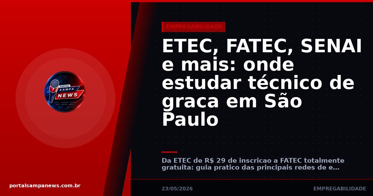 ETEC, FATEC, SENAI e mais: onde estudar técnico de graca em São Paulo