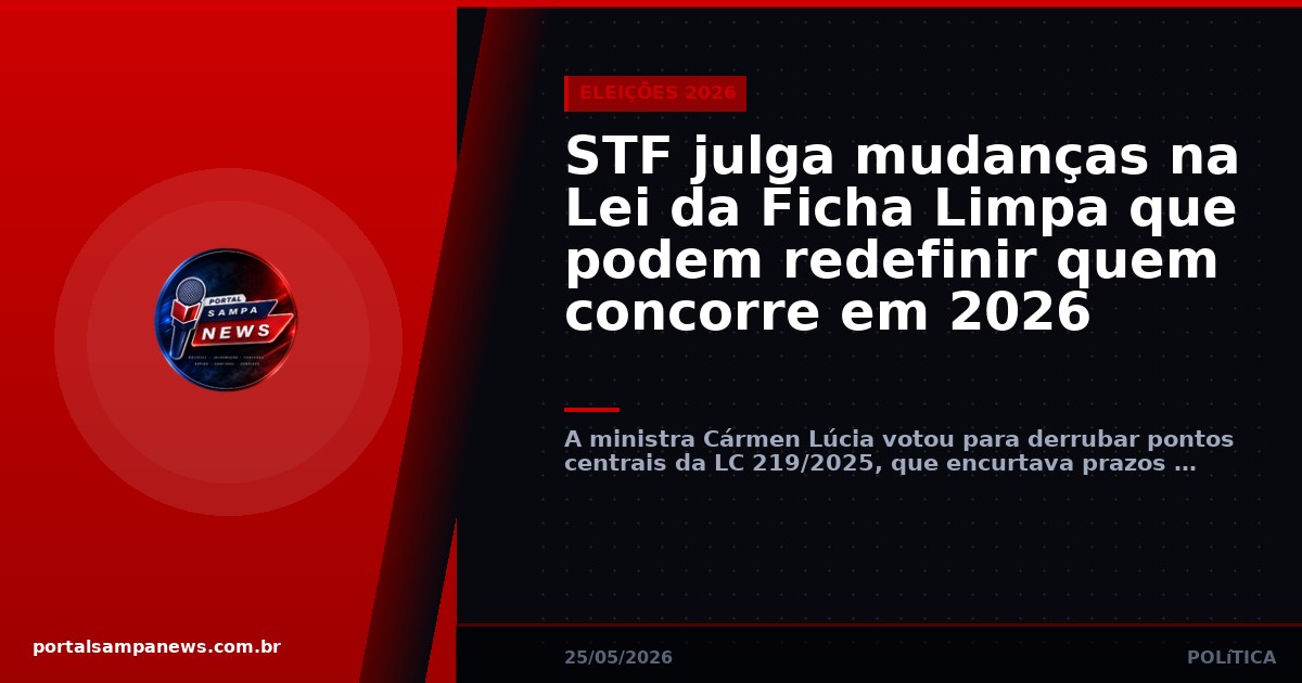 STF julga mudanças na Lei da Ficha Limpa que podem redefinir quem concorre em 2026