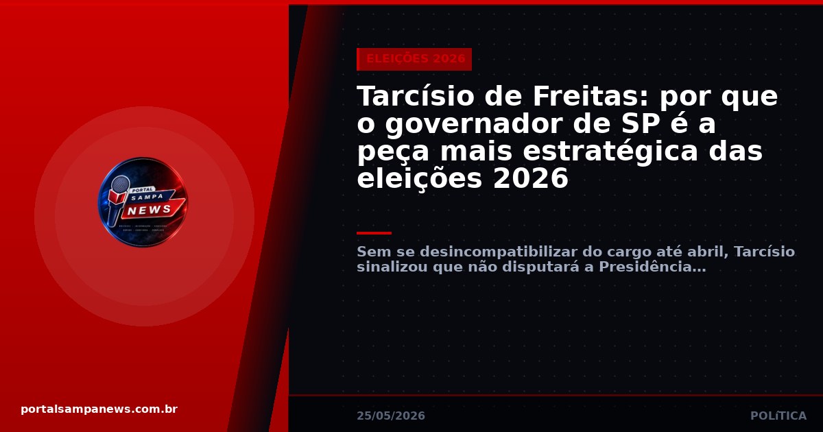 Tarcísio de Freitas: por que o governador de SP é a peça mais estratégica das eleições 2026