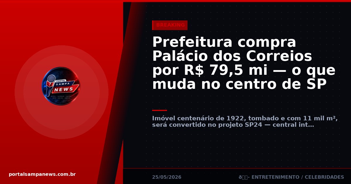 Prefeitura compra Palácio dos Correios por R$ 79,5 mi — o que muda no centro de SP