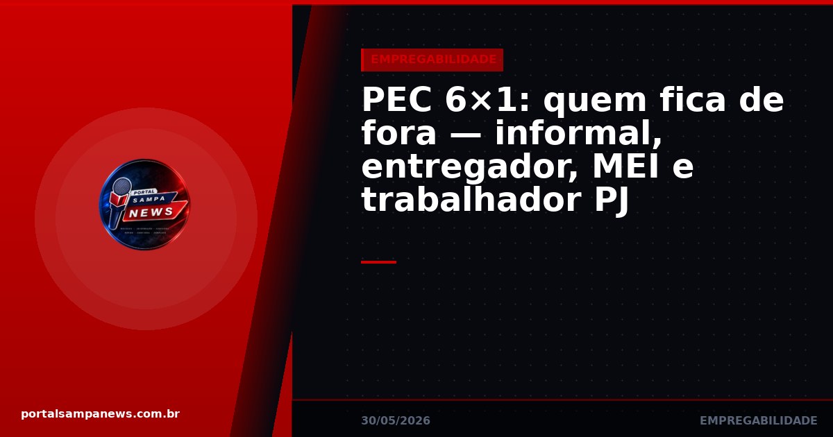 PEC 6×1: quem fica de fora — informal, entregador, MEI e trabalhador PJ
