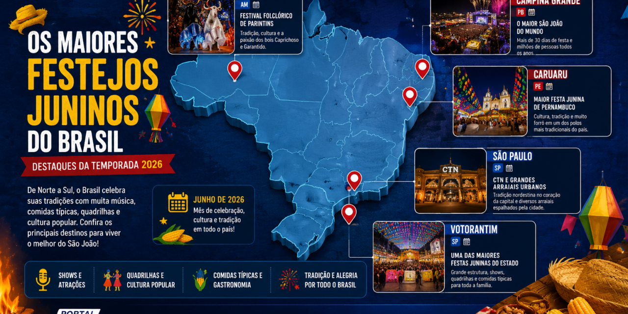 Junho de festas: o mapa cultural do Brasil em 2026