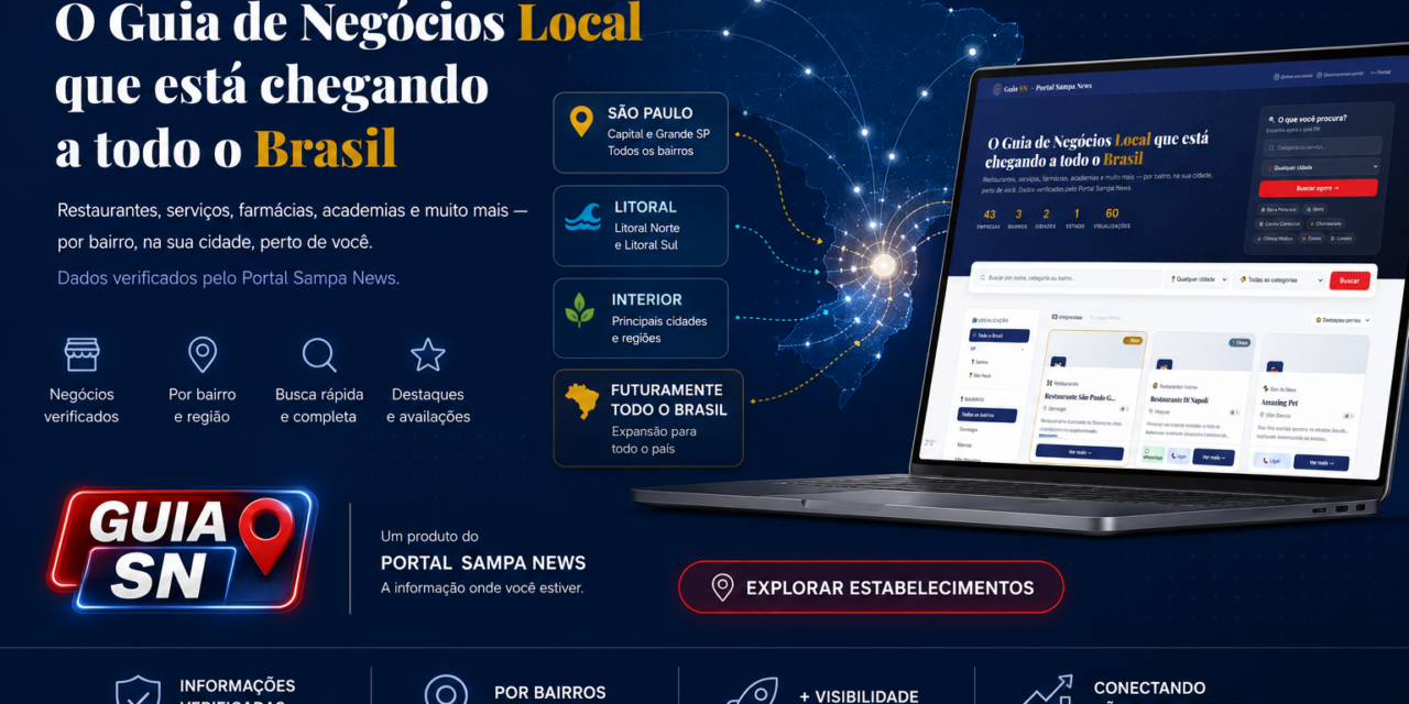 Portal Sampa News lança o Guia SN, o guia de negócios local da cidade, interior e futuramente, do Brasil.