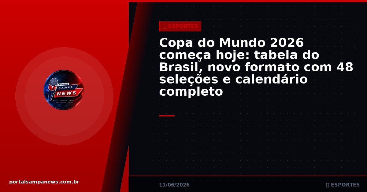 Copa do Mundo 2026 começa hoje: tabela do Brasil, novo formato com 48 seleções e calendário completo