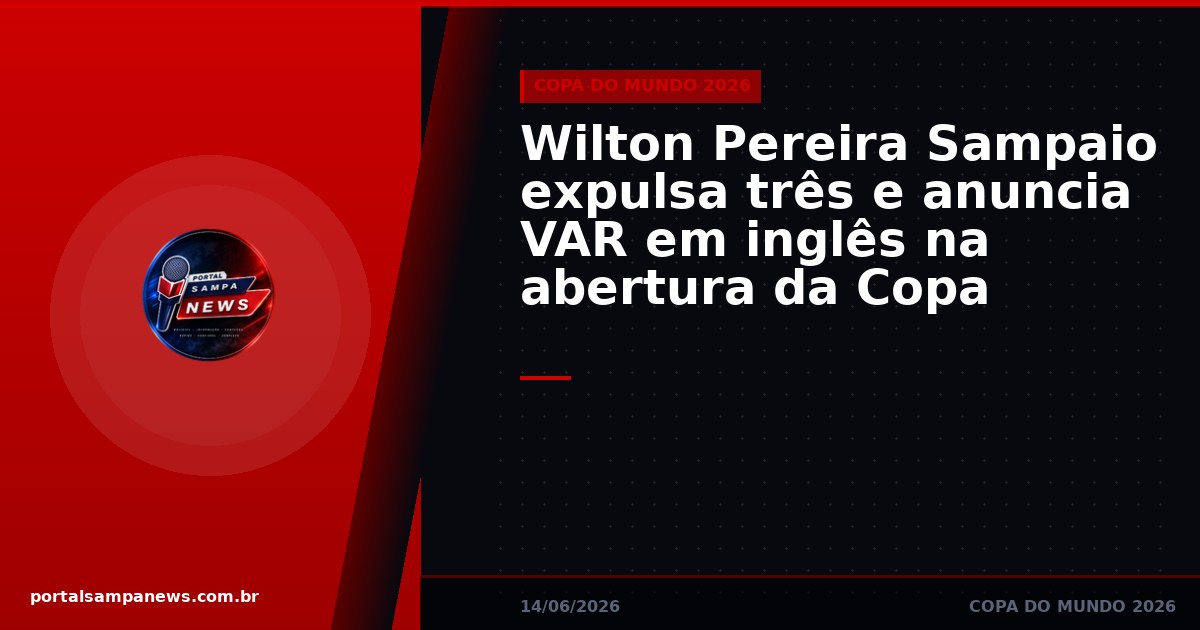 Wilton Pereira Sampaio expulsa três e anuncia VAR em inglês na abertura da Copa